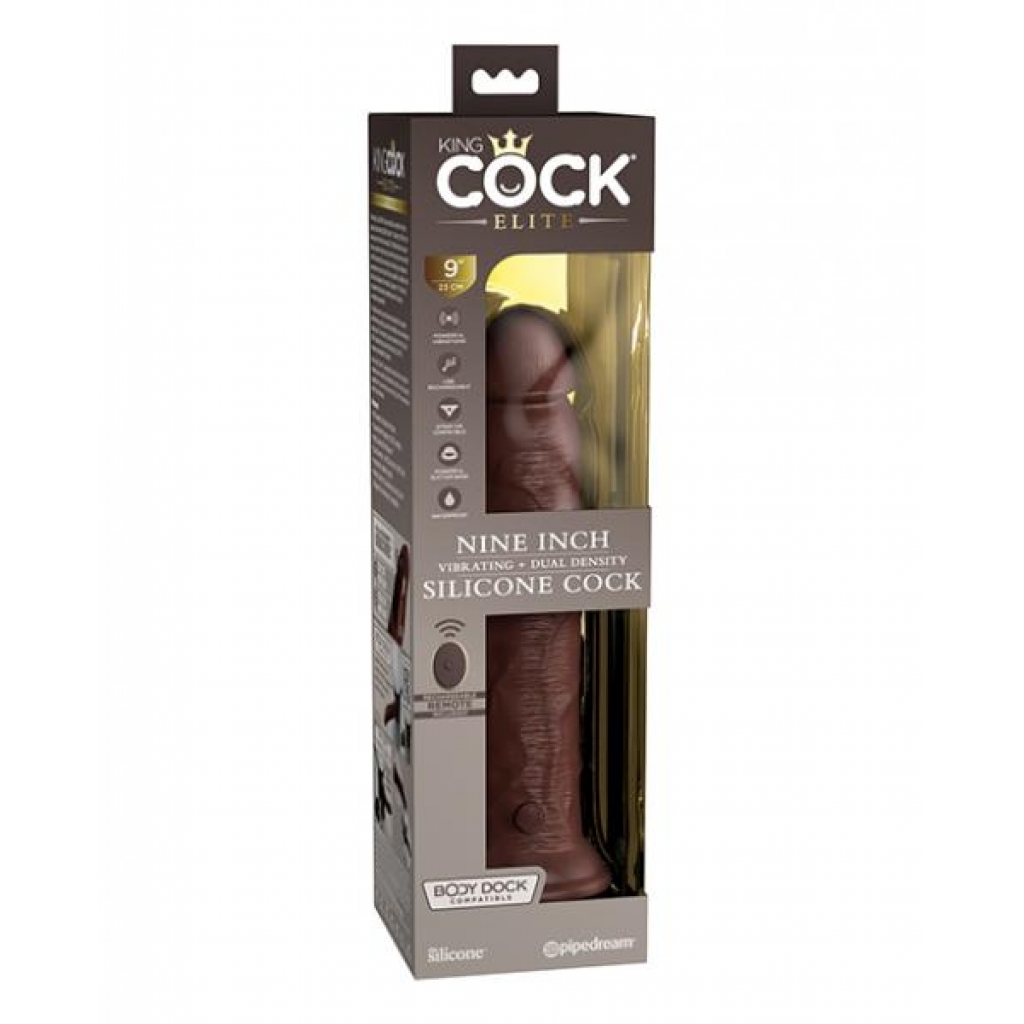 King Cock Elite 9 In Vibrating Dual Density Brown - Pipedream Products