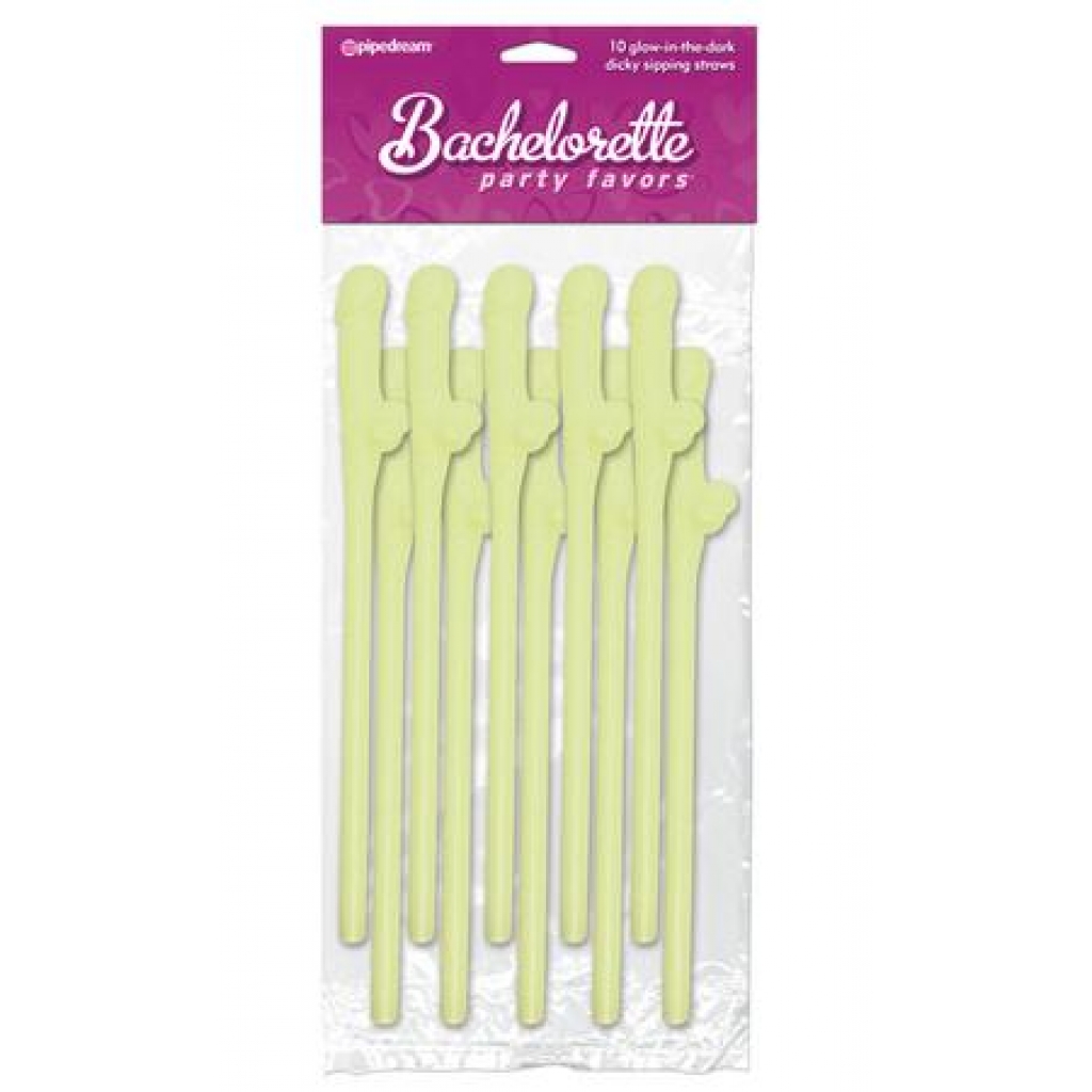 Bachelorette Party Favors Dicky Sipping Straws Glow In The Dark 10pc. - Pipedream