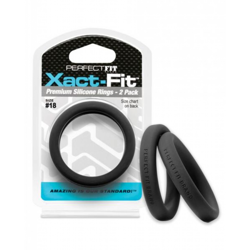 Perfect Fit Xact-Fit #18 2 Pack Black Cock Rings - Perfect Fit
