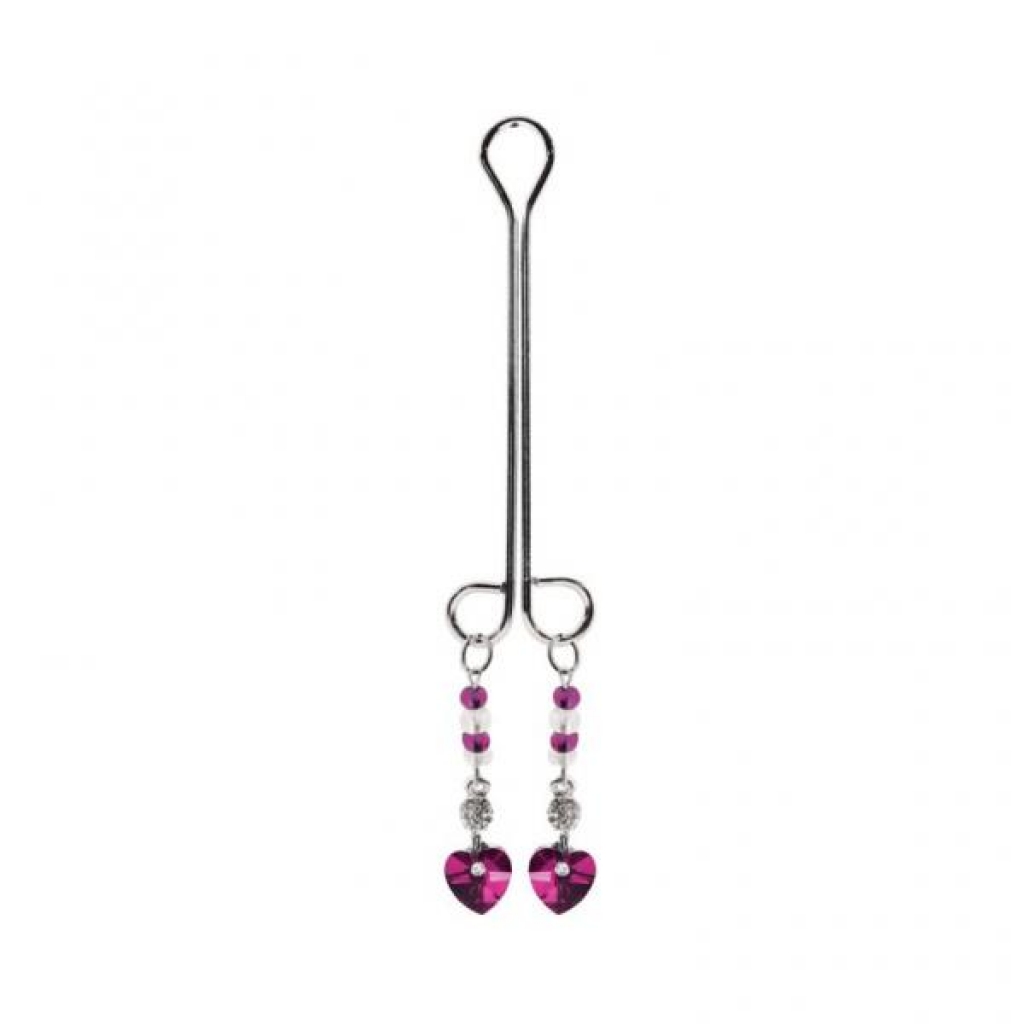 Bijoux De Cli Double Loop with Heart Charm & Fuchsia Beads - Phs International 