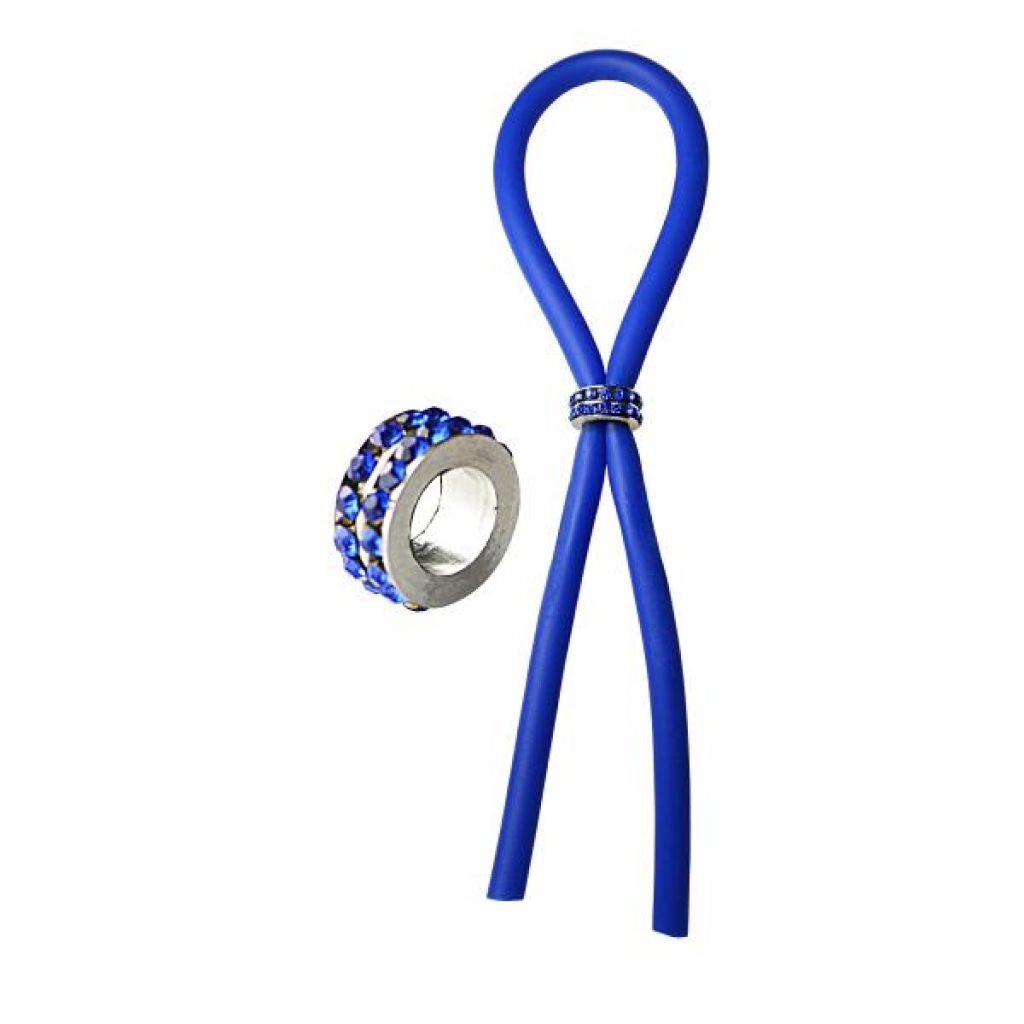 Bolo Lasso Silicone Ring Blue Gems Bead Slider - Phs International