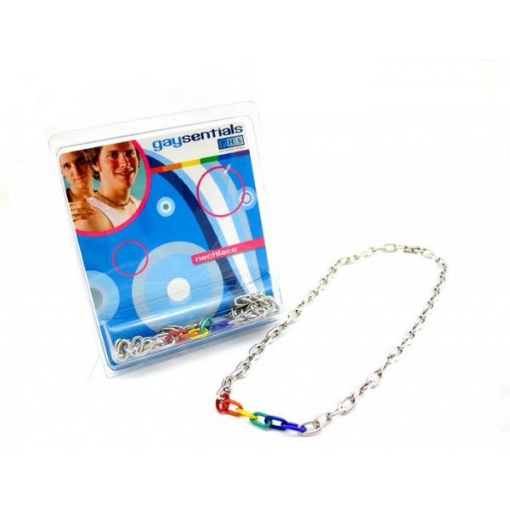 Gaysentials Rainbow and Silver Links Necklace 20 inches - Phs International