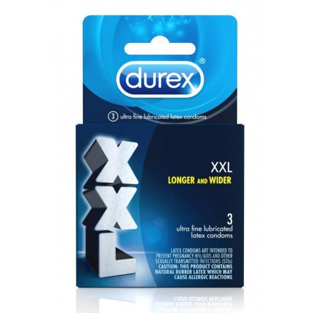 Durex XXL Lubricated 3 Pack Latex Condoms - Paradise Marketing