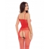 Sparkle Crotchless Body Stocking Red O/s - Rene Rofe