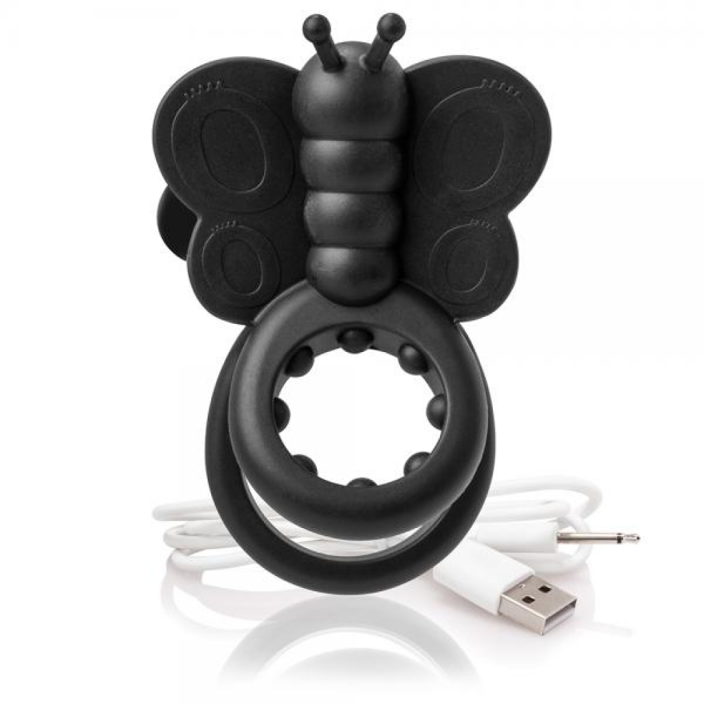 Charged Monarch Wearable Butterfly Black Vibrating Ring - Screaming O