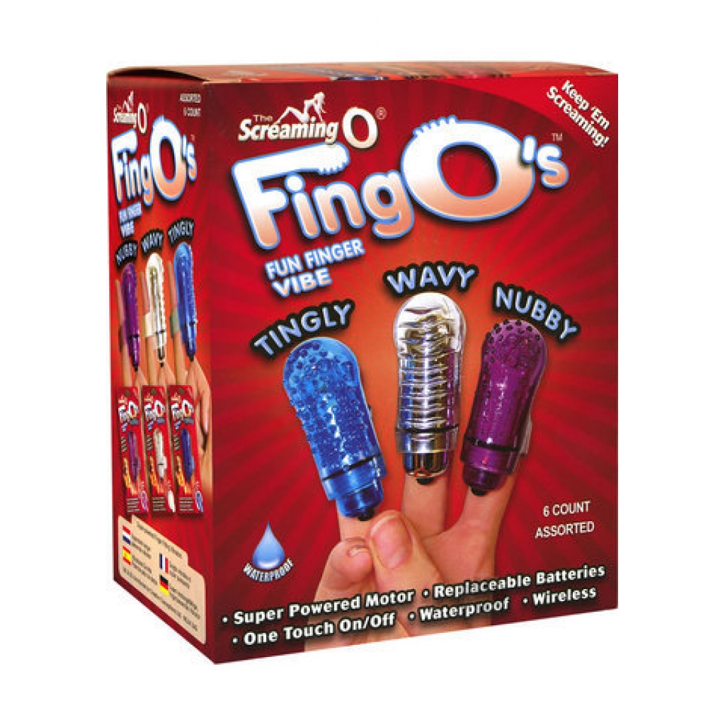 The FingO Box Of 6 Assorted Finger Vibrator - Screaming O