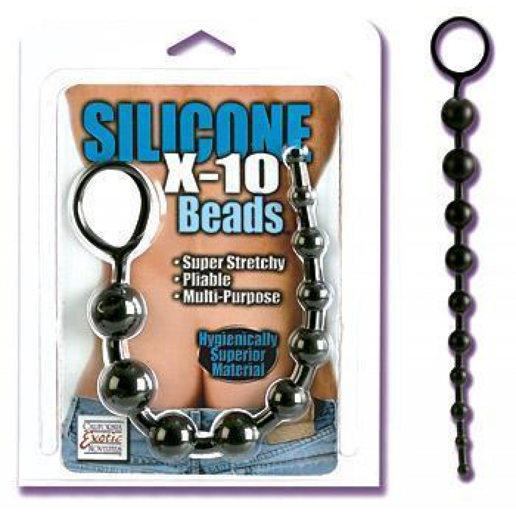 Silicone X-10 Beads - Black - Cal Exotics