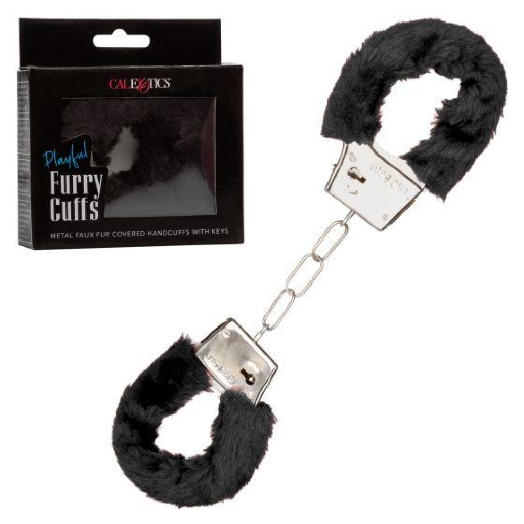 Playful Furry Cuffs Black - California Exotic Novelties