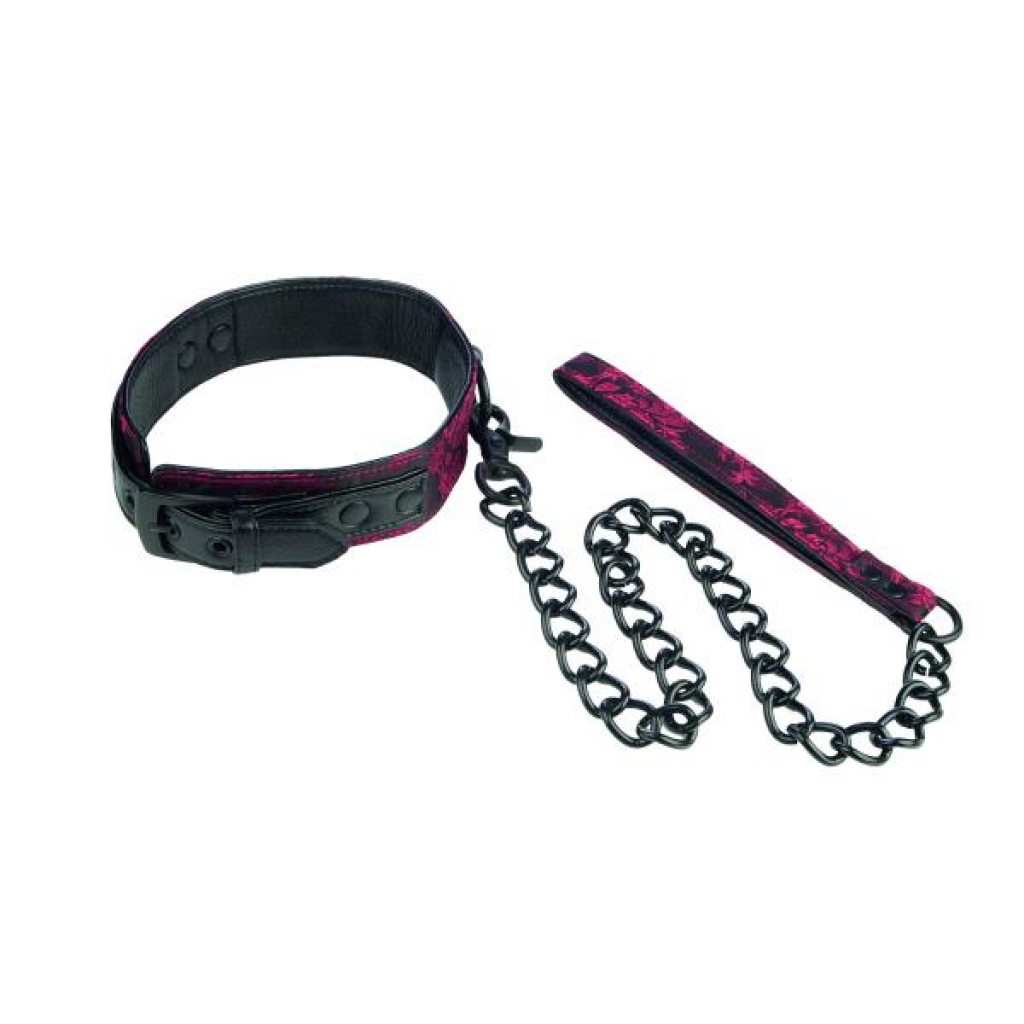 Scandal Collar With Leash Red Black O/S - Cal Exotics