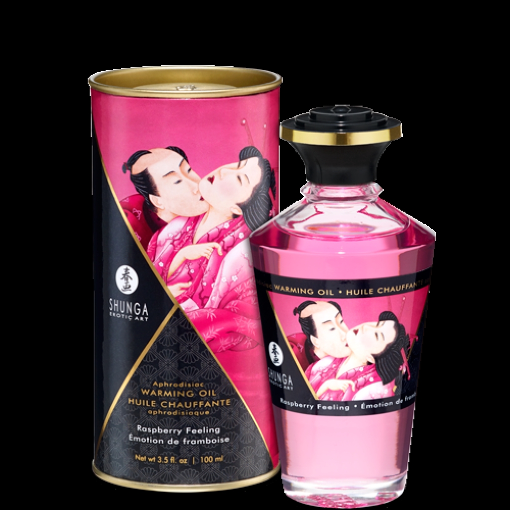 Shunga Warming Massage Oil Raspberry 3.5 fluid ounces - Shunga Erotic Art