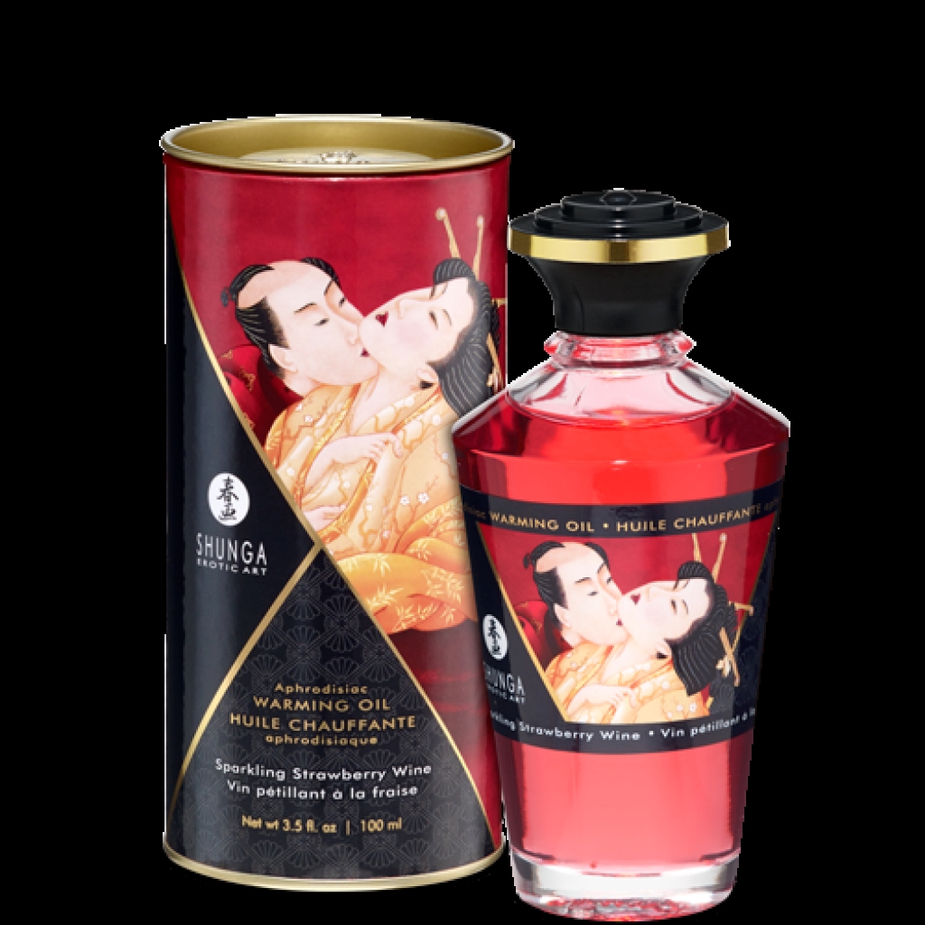 Shunga Warming Massage Oil Strawberry 3.5 fluid ounces - Shunga Erotic Art