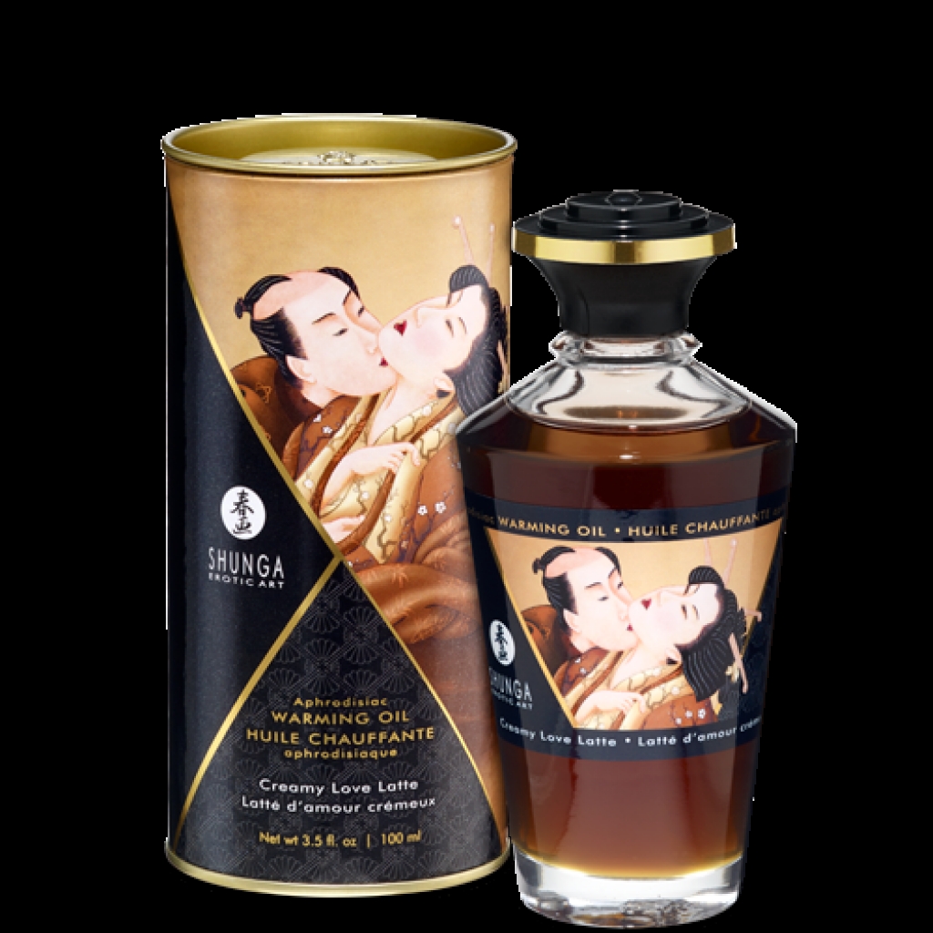 Shunga Warming Massage Oil Love Latte 3.5 fluid ounces - Shunga Erotic Art