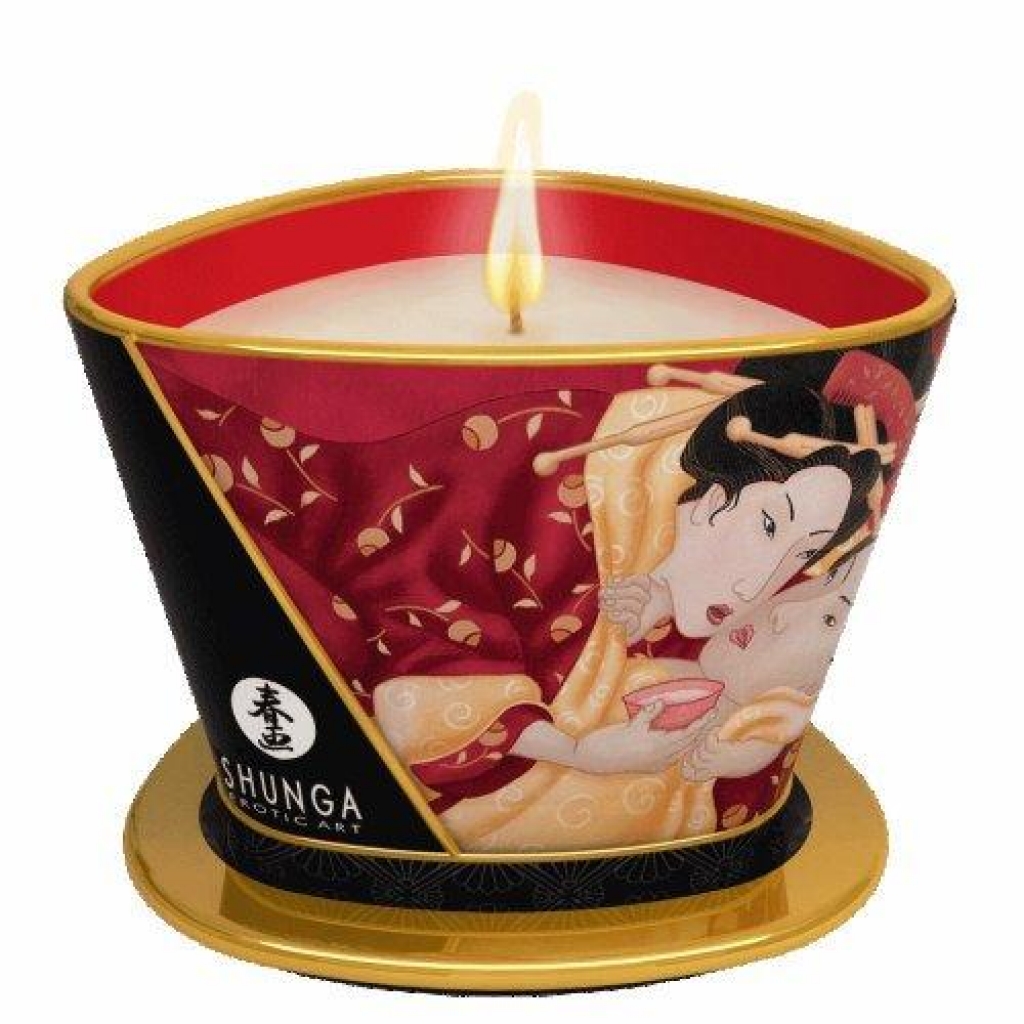 Shunga Massage Candle Romance Strawberry Wine 5.7oz - Shunga