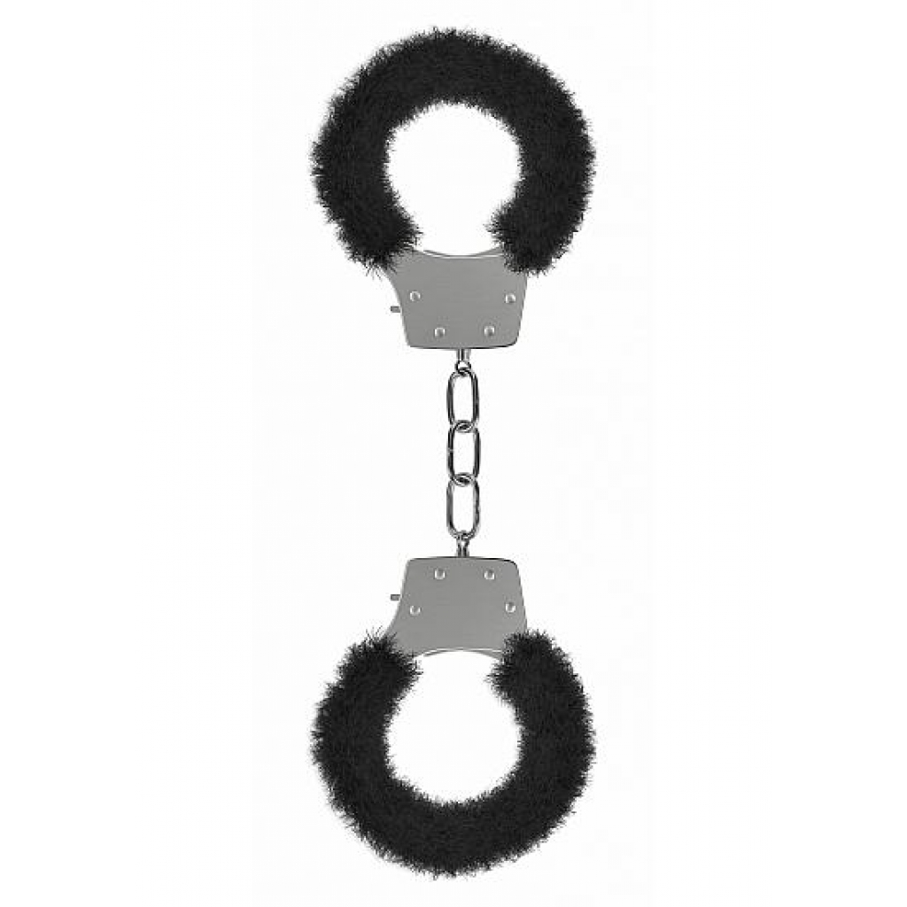 Ouch Pleasure Handcuffs Furry Black - Shots Toys