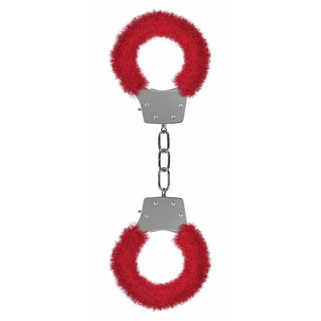 Ouch Pleasure Handcuffs Furry Red - Shots Toys