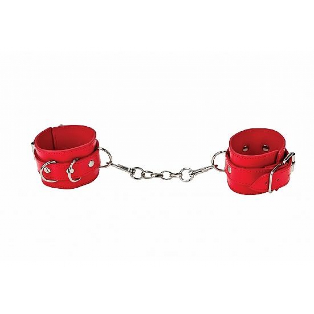 Ouch Leather Cuffs Red - Shots Toys