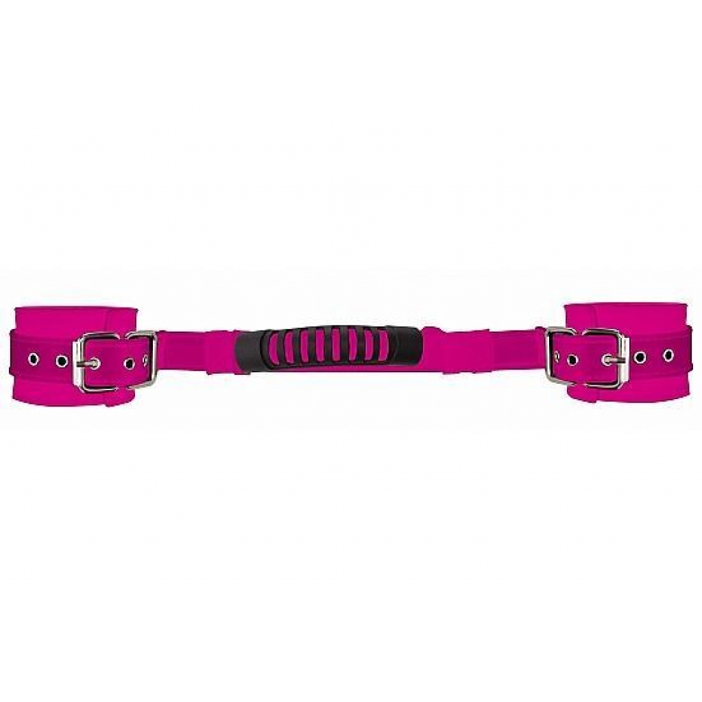 Ouch Adjustable Leather Handcuffs Pink - Shots Toys