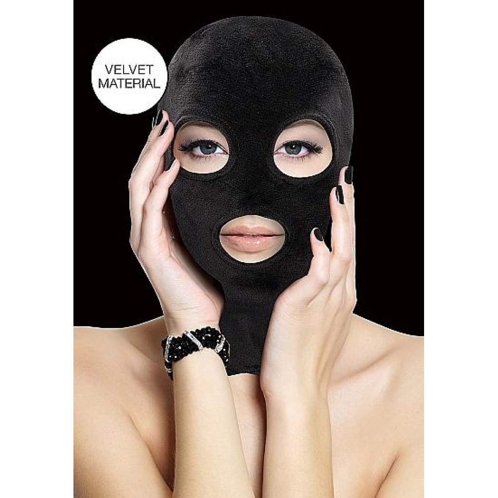Velvet & Velcro Mask W/ Mouth & Eye Opening Black - Shots America