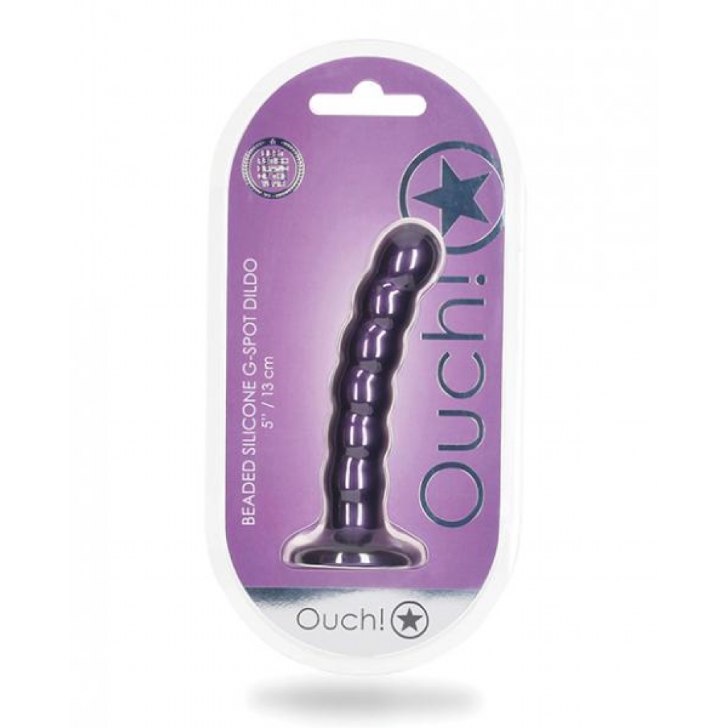 Ouch! Beaded Silicone G-spot Dildo 5 In Metallic Purple - Shots America