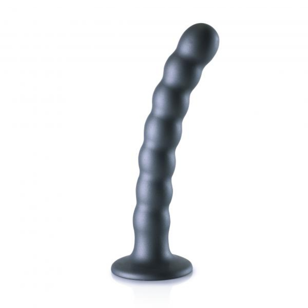 Ouch! Beaded Silicone G-spot Dildo 6.5 In Gunmetal - Shots America