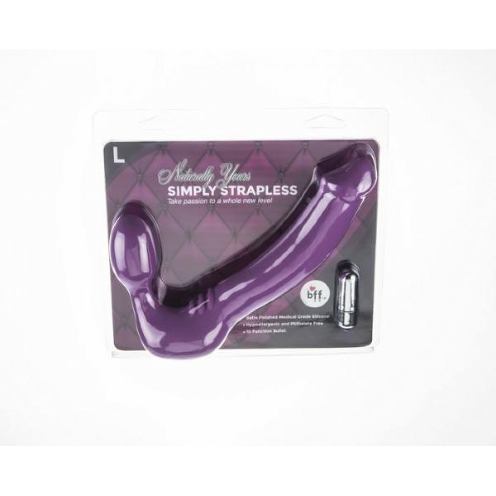 Simply Vibrating Strapless Strap On Large Purple - Si Novelties