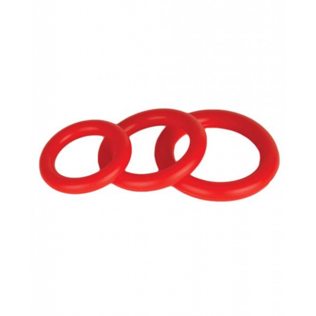 Power Stretch Silicone Stretchy Rings Red 3 Pack - Si Novelties