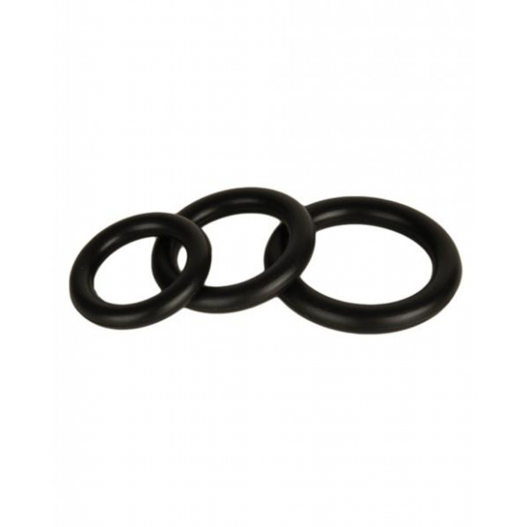 Silicone Stretchy Donut Cock Rings Black 3 Pack - Si Novelties