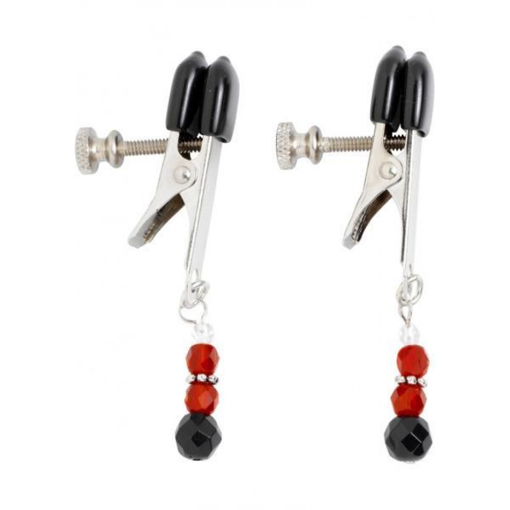 Red Beaded Clamps With Broad Tip Nipple Clamps Red - Spartacus