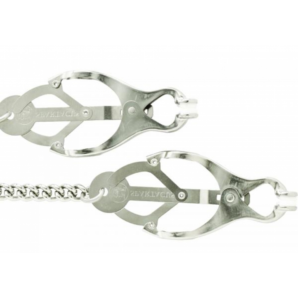 Endurance Butterfly Nipple Clamps With Link Chain - Silver - Spartacus
