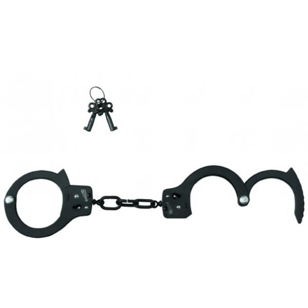 Handcuffs Black Coated Steel Single Lock - Black - Spartacus