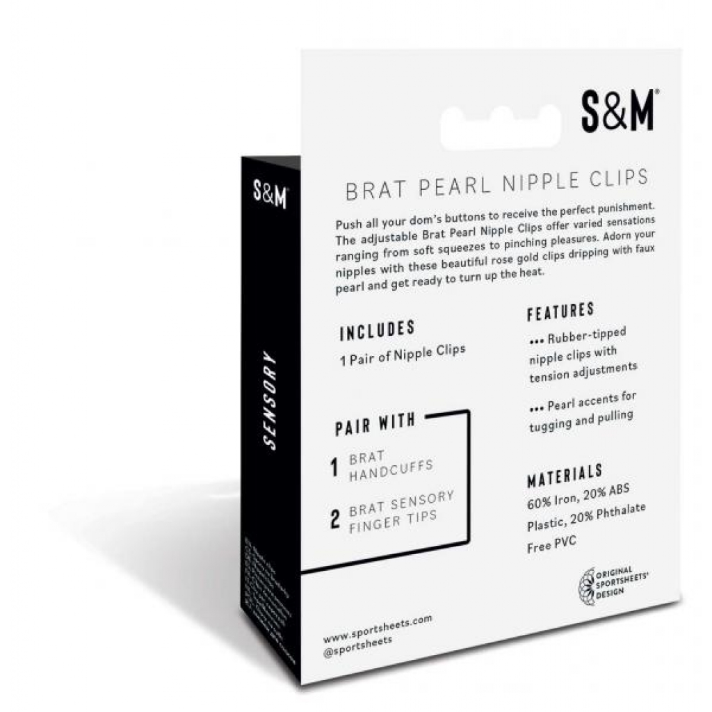 S&m Brat Pearl Nipple Clips - Sport Sheets
