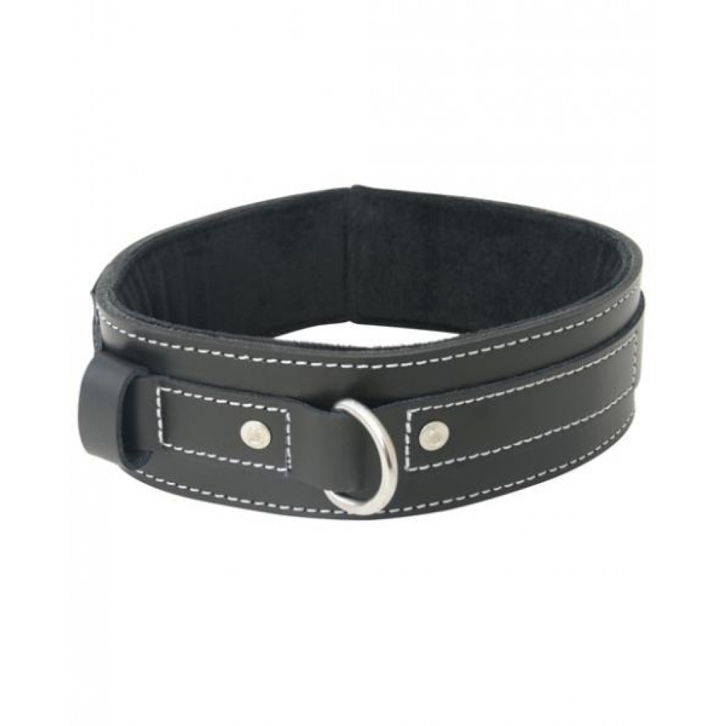 Edge Lined Leather Collar Black O/S - Sportsheets