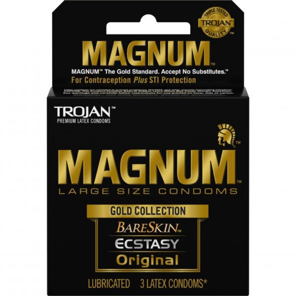 Trojan Magnum Large Size Condoms Gold Collection 3 Pack - Trojan