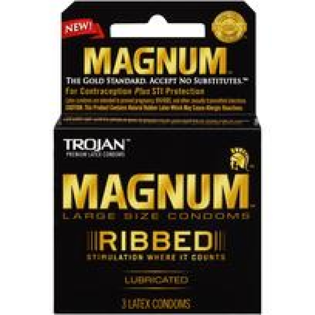 Trojan Magnum Ribbed Latex Condoms 3 Pack - Trojan