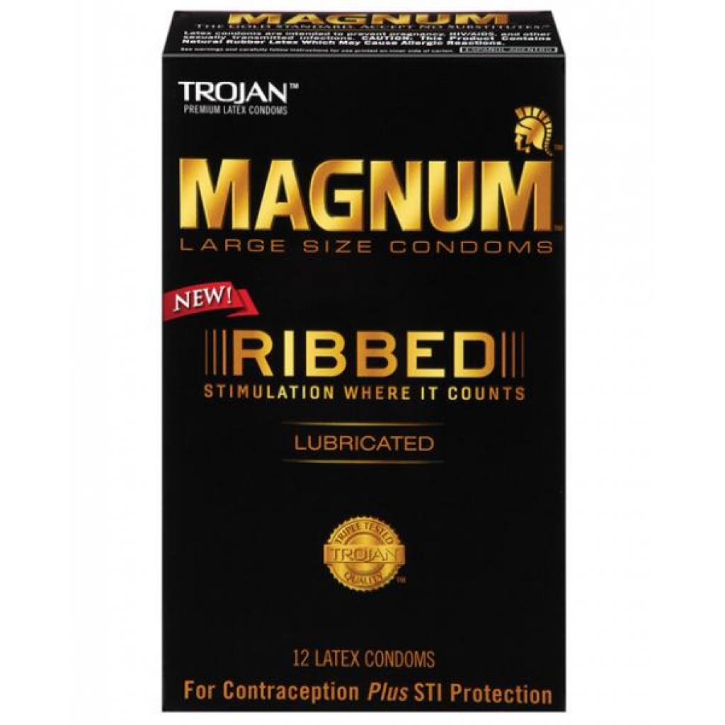 Trojan Magnum Ribbed 12 Pack Latex Condoms