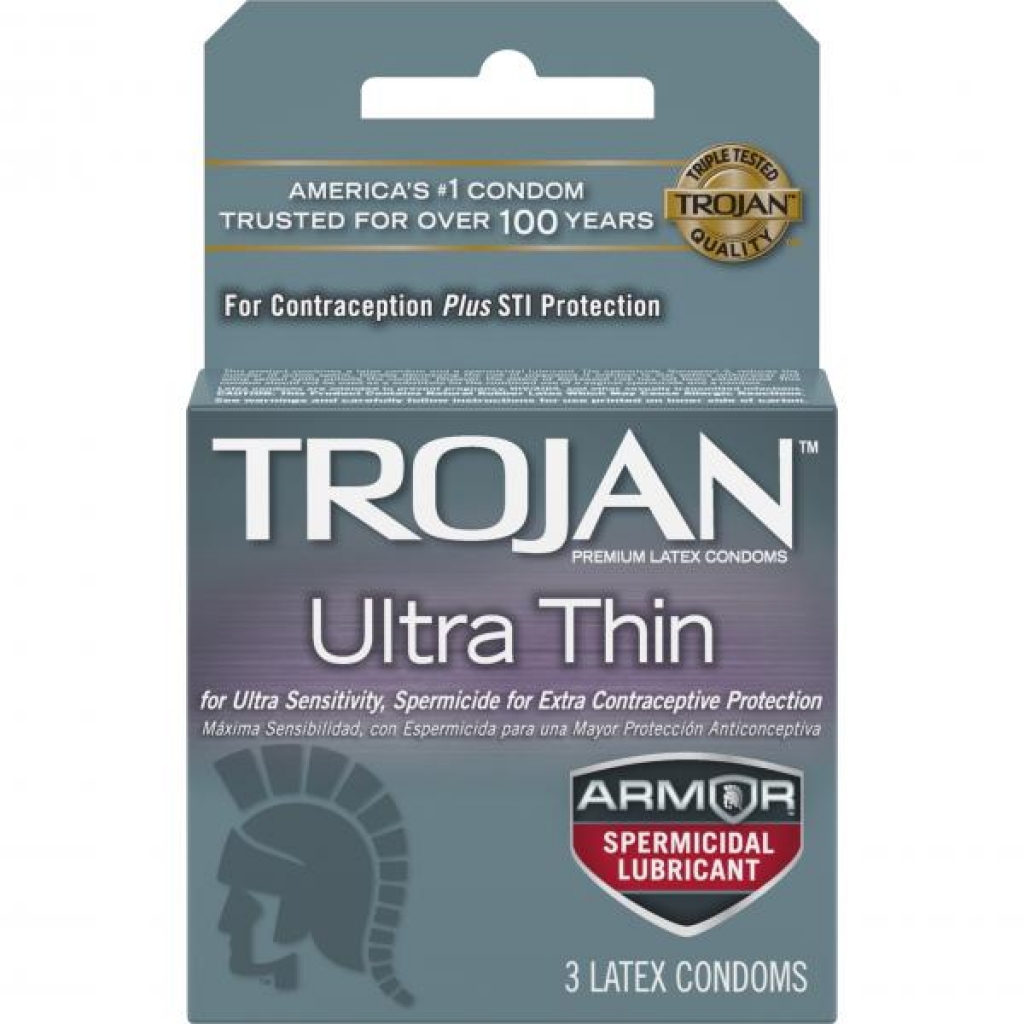 Trojan Ultra Thin Armor Spermicide Condoms 3 Pack - Trojan