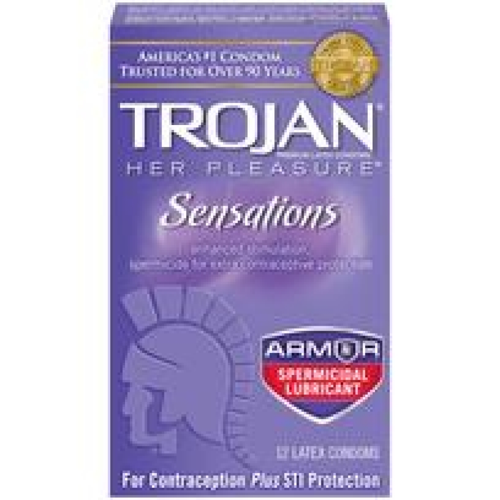 Trojan Her Pleasure Sensations Armor Spermicidal Condoms 12 Pack - Trojan