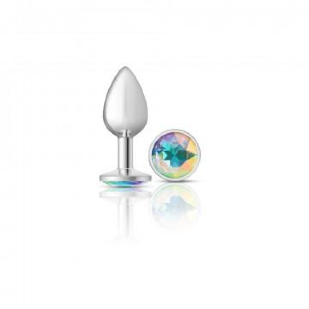 Cheeky Charms Round Clear Iridescent Small Silver Plug - Viben