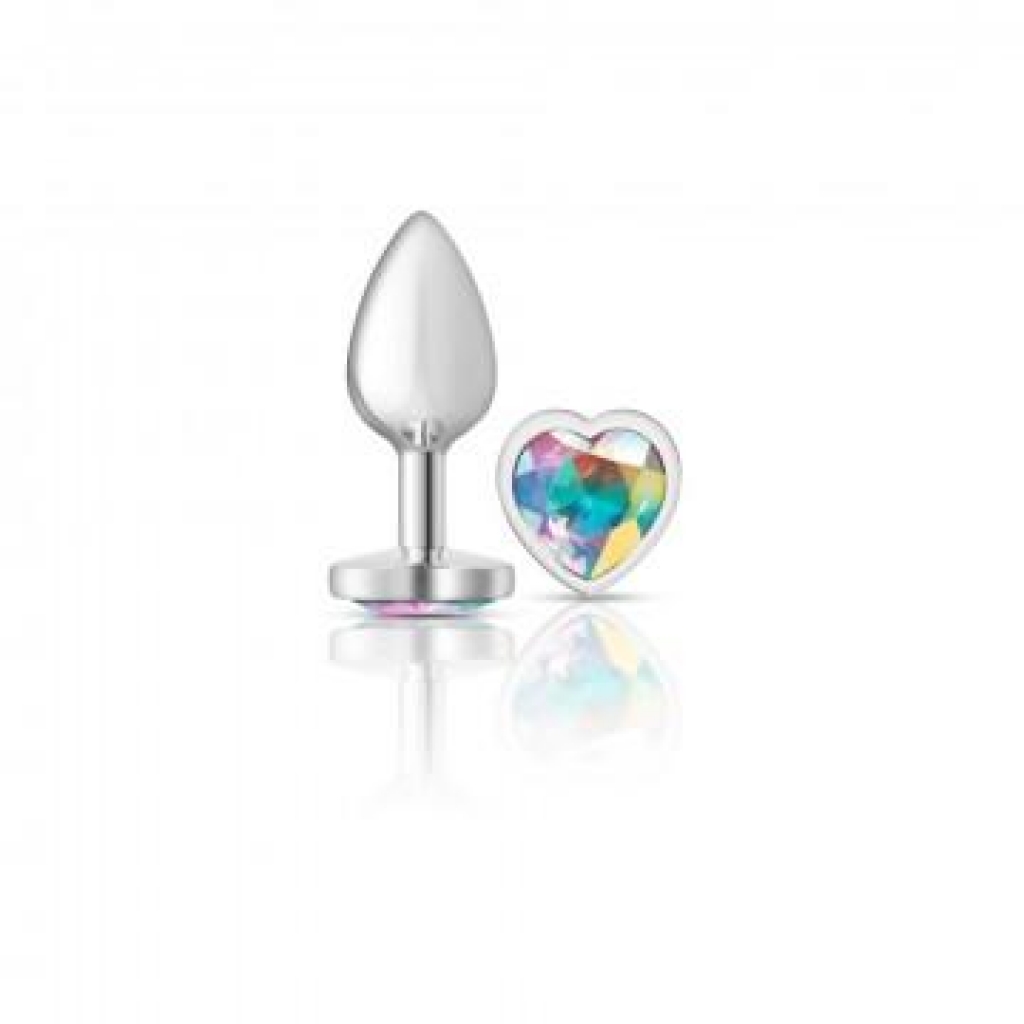 Cheeky Charms Heart Clear Iridescent Small Silver Plug - Viben