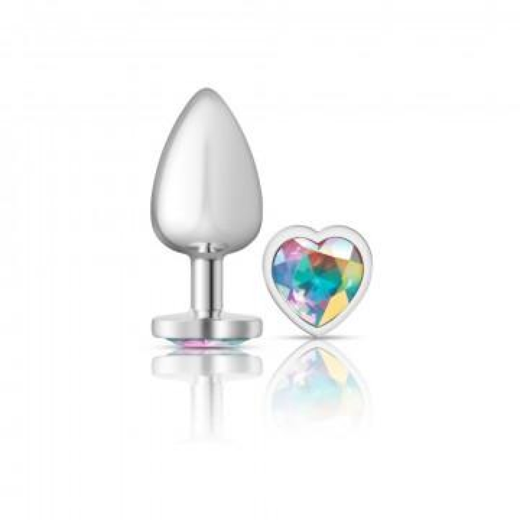 Cheeky Charms Heart Clear Iridescent Large Silver Plug - Viben