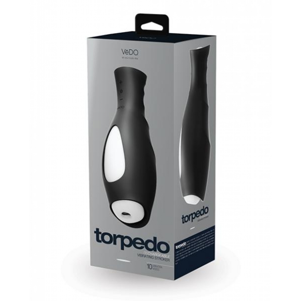 Vedo Torpedo Rechargeable Stroker Just Black W/ Glow Sleeve - Vedo