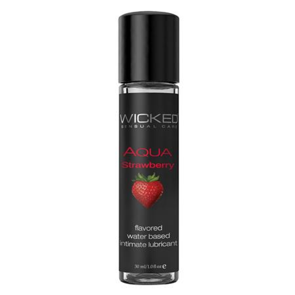 Wicked Aqua Water Based Flavored Lubricant Strawberry 1oz - Wicked Sensual Care
