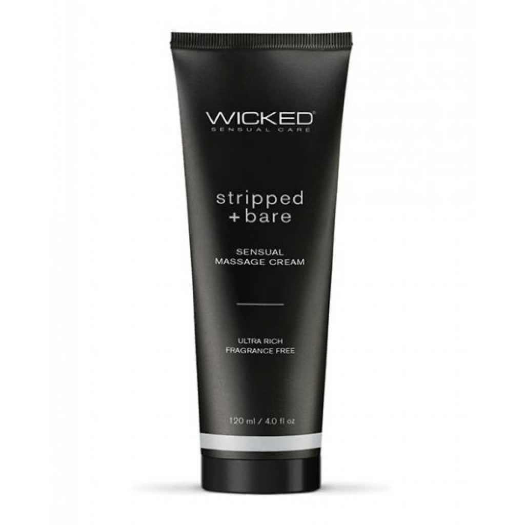 Wicked Massage Cream Stripped + Bare Unscented 4 Oz - Wicked Lubes