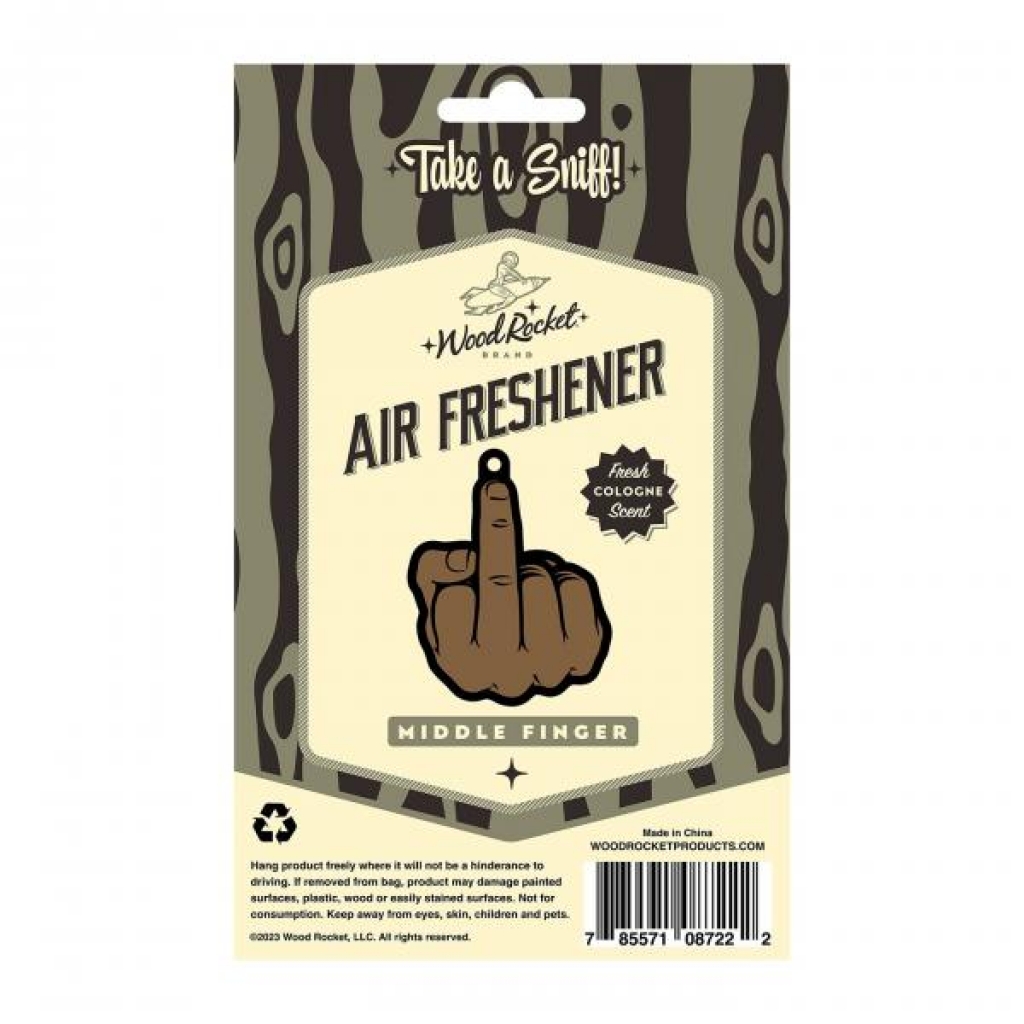Middle Finger Brown Air Freshener (net) - Wood Rocket