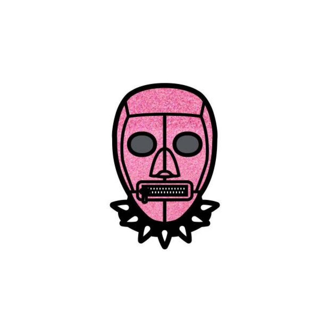 Pink Bondage Mask Pin (net) - Wood Rocket