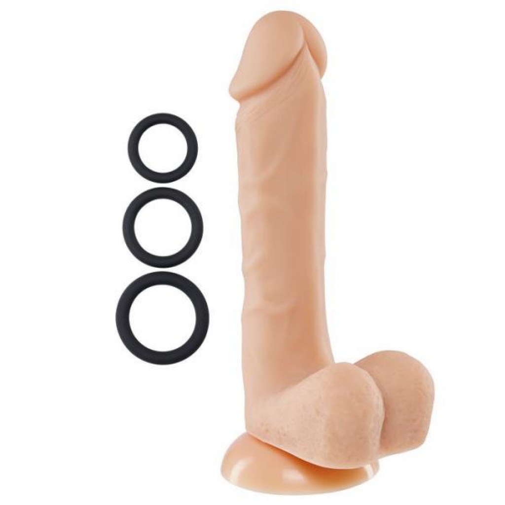 Pro Sensual Premium Silicone Dong Beige 8 inches with 3 C-Rings - Cloud 9 Novelties