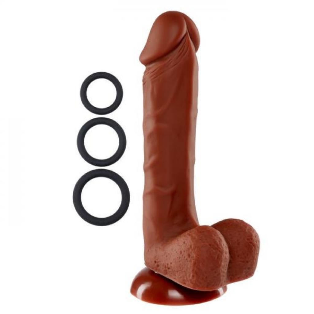 Pro Sensual Premium Silicone Dong Brown 8 inches with 3 C-Rings - Cloud 9 Novelties
