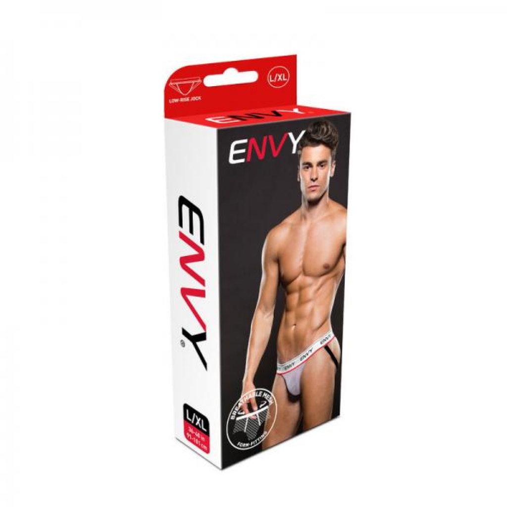 Envy Logo Elastic Lowrise Mesh Jock White L/xl - X-gen Products