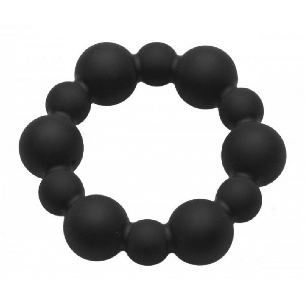 Shadow Silicone Beaded Cock Ring Black - Xr Brands