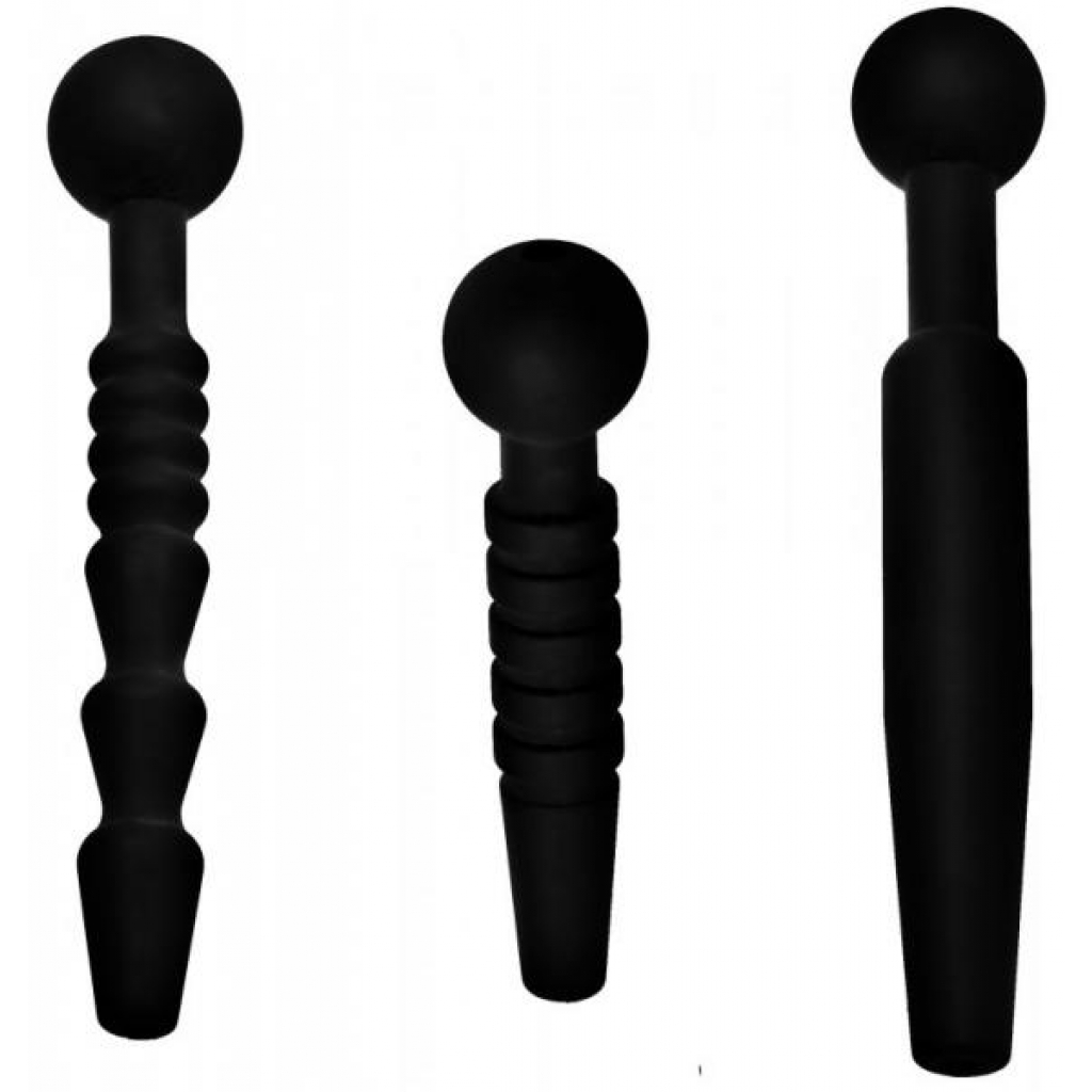 Dark Rods 3 Piece Silicone Penis Plug Set Black - Xr Brands